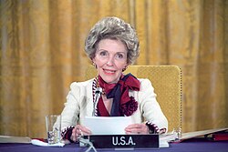 Reagan hosting the first White House Ladies Conference on Drug Abuse, 1985