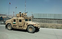 A Bulgarian land forces up-armored M1114 patrol in Kabul, July 2009