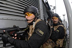 Chilean Navy special forces sailors equipped with the MP5N
