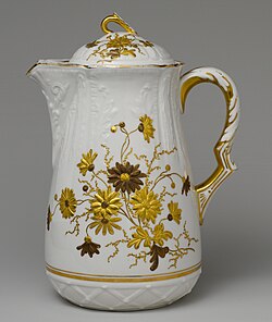 Lotus Ware chocolate pot, produced by Knowles, Taylor, & Knowles c. 1890-1910