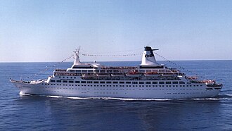 Pacific Princess, the main vessel used on the show, off the US West Coast in 1987