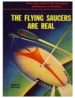 Cover of the 1953 book The Flying Saucers Are Real by Donald Keyhoe