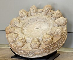 Twelve principal deities (Di Consentes) corresponding to those honoured at the lectisternium of 217 BC, represented on a 1st-century altar from Gabii that is rimmed by the zodiac.