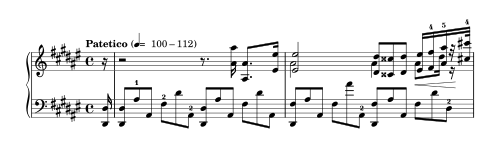 The beginning of Scriabin's Étude, Op. 8, No. 12