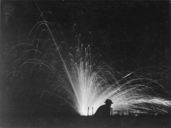 White phosphorus shell explosion in France during the First World War (1918)
