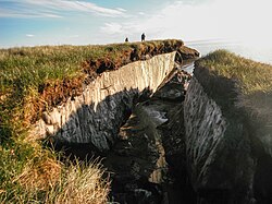 Permafrost revealed by coastal erosion in Alaska.
