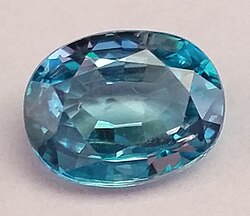 A pale blue zircon gemstone weighing 3.36 carats