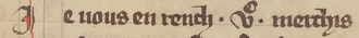 Excerpt from Bibliothèque nationale de France.[34] The Roman numeral for 500 is rendered as CV, instead of D.