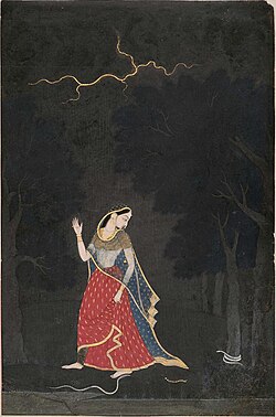Abhisarika Nayika (c. 1800), by Mola Ram