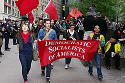DSA members marching at an Occupy Wall Street protest in New York City, 2011