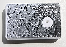 A privately owned 11 milligrams (0.17 gr) (2.2 by 2.0 millimetres (0.087 in × 0.079 in)) piece of the lunar meteorite NWA 4483