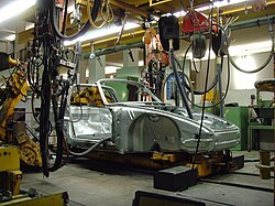 Porsche 911, by Volkswagen, assembly, Mannheim state museum of technology and labour, 2008, Germany, the largest manufacturing economy in Europe.