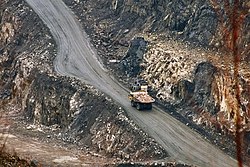 The Siilinjärvi carbonatite complex,[1] an open-pit mine owned by Yara International, in Siilinjärvi, Finland