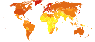 Deaths from pancreatic cancer per million persons in 2012 0–4 5–6 7–9 10–15 16–25 26–33 34–70 71–121 122–162 163–235