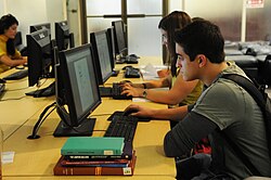 Library patrons using the Internet at Howard Tilton Library at Tulane University in New Orleans, Louisiana