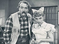 Skelton as Deadeye with actress Terry Moore, 1959.