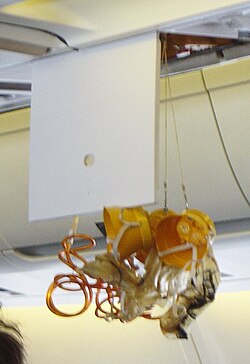 Oxygen masks deployed from a PSU