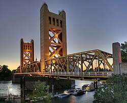 Built in 1935, Tower Bridge connects Sacramento to West Sacramento.