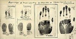 Finger- and handprints taken by William Herschel (c. 1859–60)