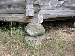 The simplest foundation, a padstone. The Ethnographic Open-Air Museum of Latvia