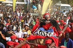The Mwata Kazembe opens the Mutomboko ceremony.