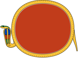 The sun disk used in ancient Egypt as the crown for Ra and other gods