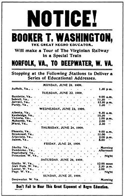 Handbill during his 1909 tour of southern Virginia and West Virginia
