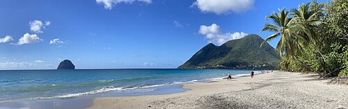 Diamant beach, and Diamond Rock, as seen from Dizac beach