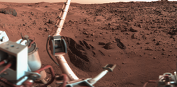 The arid, lifeless surface of Mars as seen by the Viking Probe