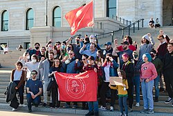 DSA members at a pro-choice demonstration at the Minnesota State Capitol, 2022