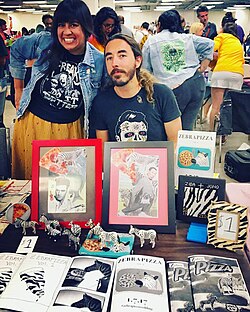 Zebrapizza tabling at the Los Angeles Zinefest in 2017