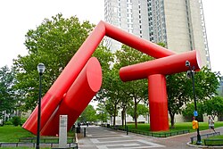 The Covenant, designed by Alexander Liberman and installed at Penn in 1975