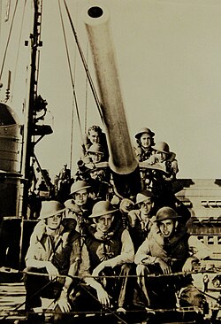 The gun crew of the Ward's number three, 4-inch gun fired the first shots of the Pacific War, sinking a Japanese midget submarine attempting to enter Pearl Harbor.