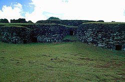 Restored stone houses at Orongo
