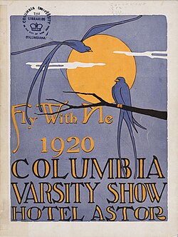The program for Fly With Me (1920), one of the only collaborations between Richard Rodgers, Oscar Hammerstein II, and Lorenz Hart