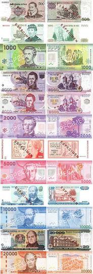 The discontinued $500 bill, together with Chilean notes currently in circulation