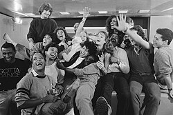 With The Kids from "Fame" (1983). Debbie Allen is center, with sunglasses on top of her head.
