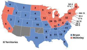 1896 Electoral vote results