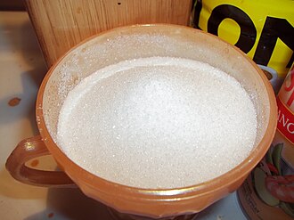 A bowl of table sugar