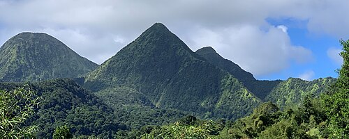 Pitons du Carbet rainforest, as seen from the Fontaine Didier route in Fort de France