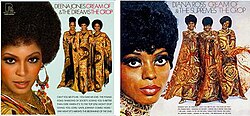 The album cover seen in the 2006 film Dreamgirls, left, strongly resembles the 1969 album cover for Diana Ross & the Supremes' Cream of the Crop, right.