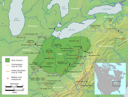 The Ohio Country with battles and massacres between 1775 and 1794