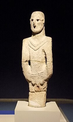 Urfa Man, a 1.80 metres (5 ft 11 in) of standstone developed in c. 9,000 BC and now housed at Şanlıurfa Museum