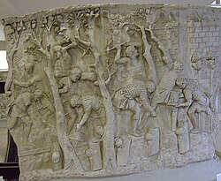 Road construction, depicted on Trajan's Column.