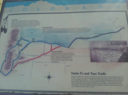 Santa Fe Trail marker at the Cuerno Verde Rest Area, Colorado