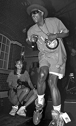 Flavor Flav performing in Malmö, Sweden, in 1991
