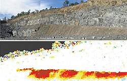 A deformation plot showing slope instability using Terrestrial InSAR