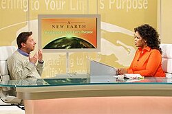 Eckhart Tolle joins Oprah to discuss his book A New Earth as part of a live webcast series on Oprah.com.