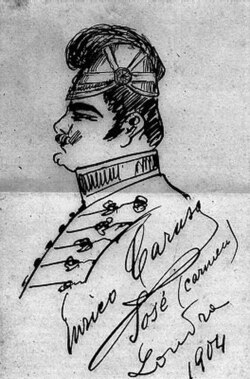 Caruso's sketch of himself as Don José in Carmen, 1904