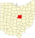 Map of Ohio highlighting Knox County